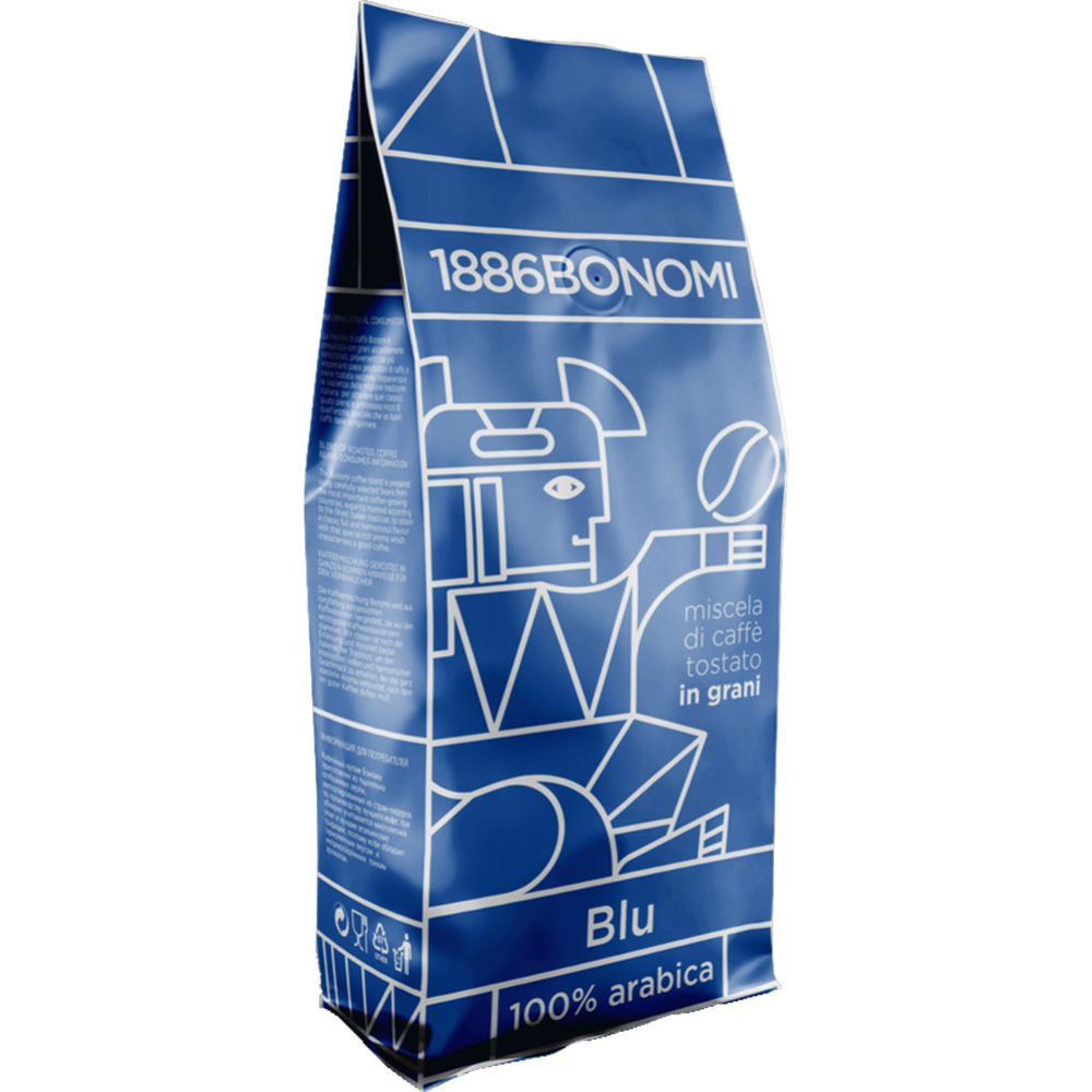 Кава в зернах Bonomi Blu 1кг Італія арабіка квітково-медові нотки з легкою кислинкою, фото 1