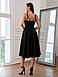 Елегантне жіноче плаття-міді Daniel  з бретелями, V-вирізом та розкльошеною спідницею, чорне, фото 6
