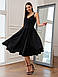 Елегантне жіноче плаття-міді Daniel  з бретелями, V-вирізом та розкльошеною спідницею, чорне, фото 3