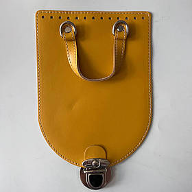 Клапан для рюкзака з натуральної шкіри з замком (23*17), колір Гірчичний