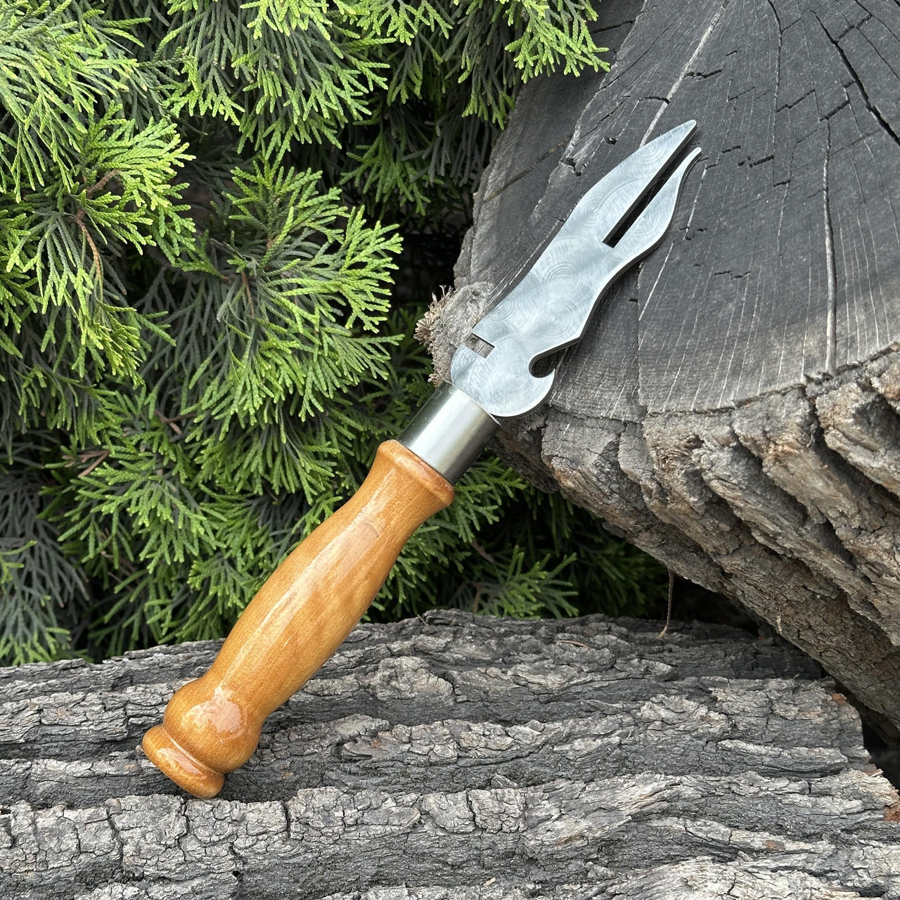 Вилка Mzavod з дерев'яною ручкою для зняття м'яса 280х2мм світла, фото 1