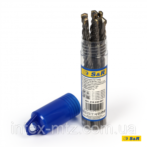 Набір бурів S&R Meister sds-plus 7 шт у тубусі