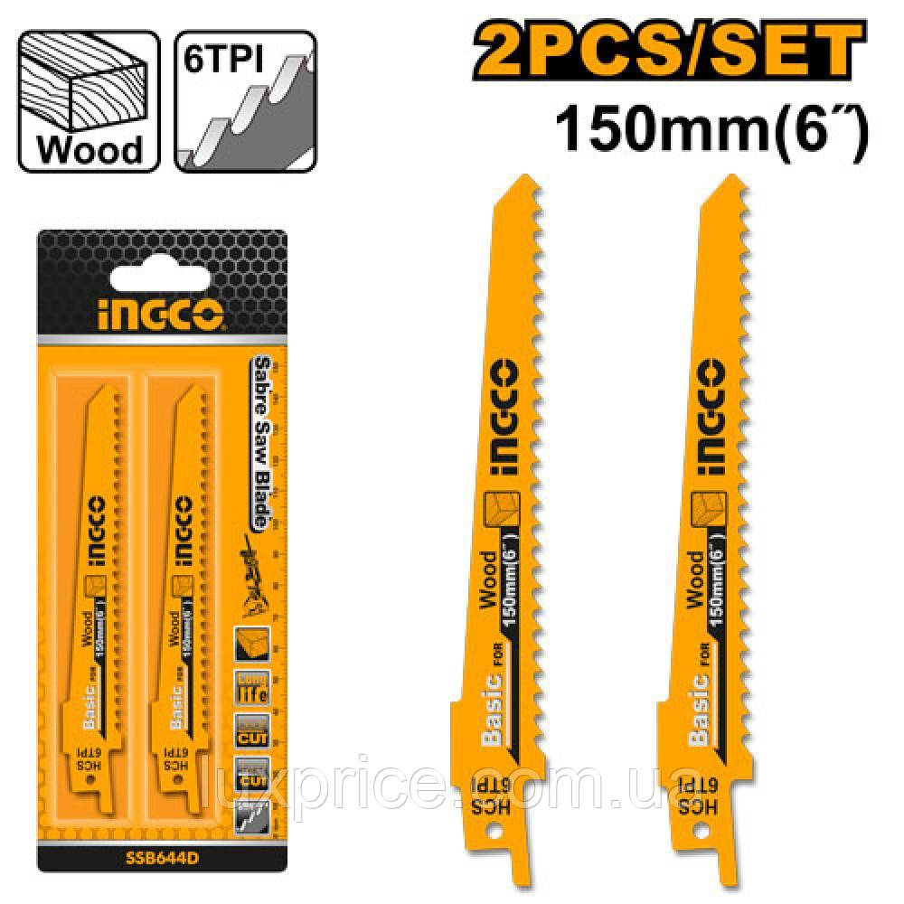 Набір пиляльних полотен для шабельної пилки 150×19×0,9 мм 18TPI - Bi-Metal INGCO SSB922EF, фото 1