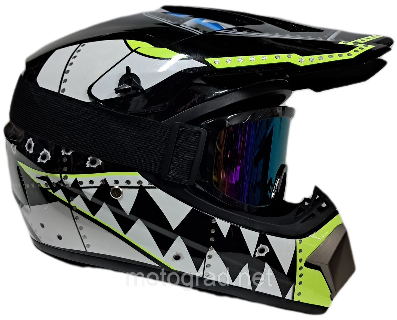 Кросовий мото шолом Sharck gloss + окуляри в подарунок, фото 1