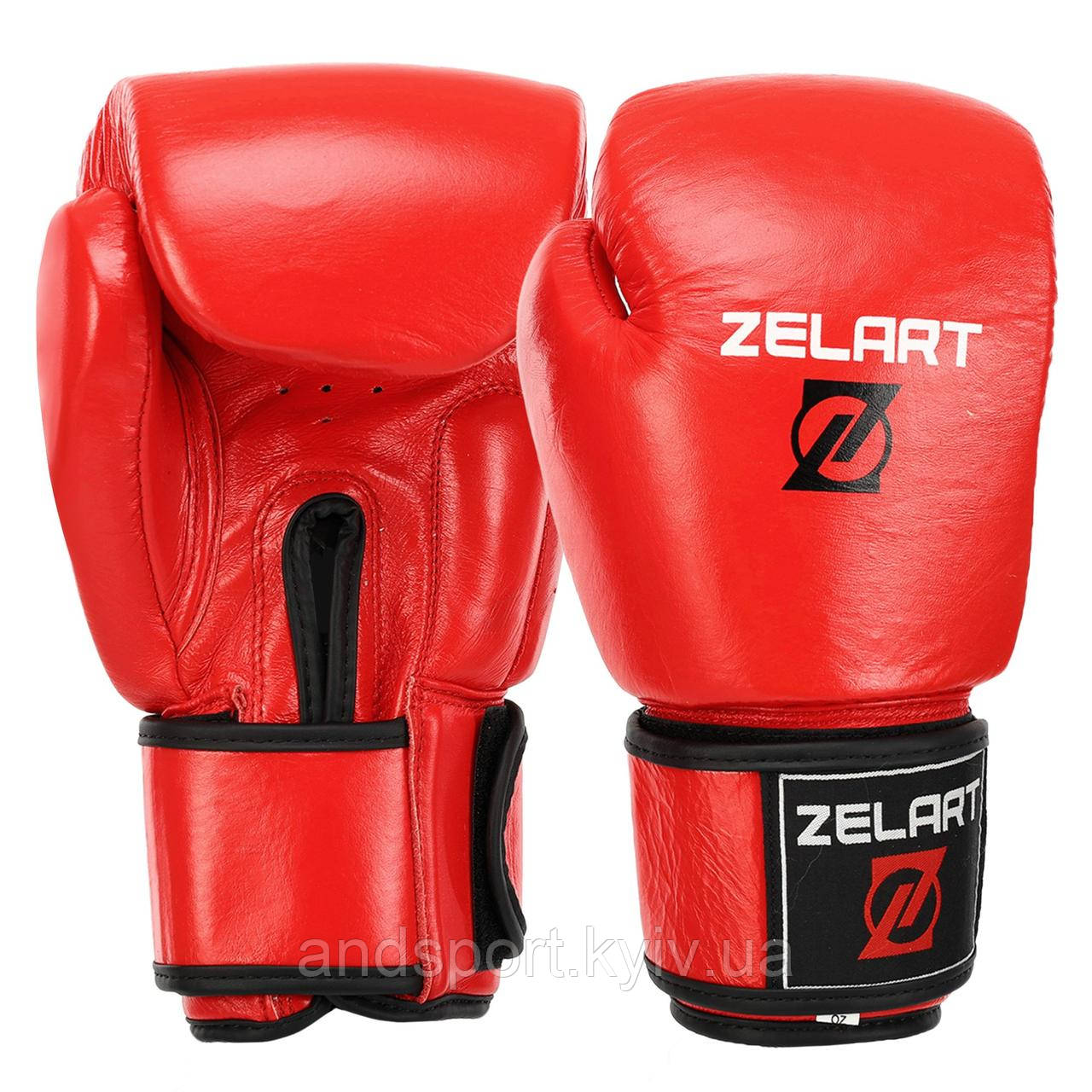 Боксерські рукавиці шкіряні Zelart VL-8477 10-14 унцій кольори в асортименті Код VL-8477