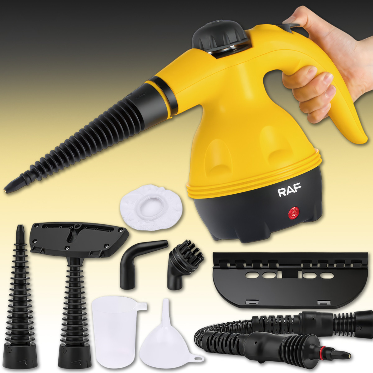 Ручний пароочисник 1000 Вт з баком 350 мл і набором з 6 насадок RAF R.1028, фото 1