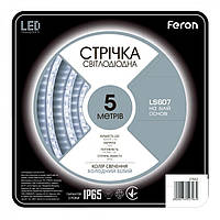 Led стрічка світлодіодна 12 вольт Feron LS607 14.4 Вт/м 6500 K 5 м холодний білий (SHiz16961)
