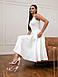 Елегантне жіноче плаття-міді Daniel з бретелями, V-вирізом та розкльошеною спідницею, молочно-біле, фото 4