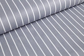 Ранфорс 240 см Смужки вузькі білі на сірому