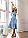 Елегантне жіноче плаття-міді Daniel  з бретелями, V-вирізом та розкльошеною спідницею, блакитне, фото 6