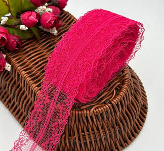 Мереживо "Адель" / Ширина - 4 см / Рулон - 10 метрів / Малиновий