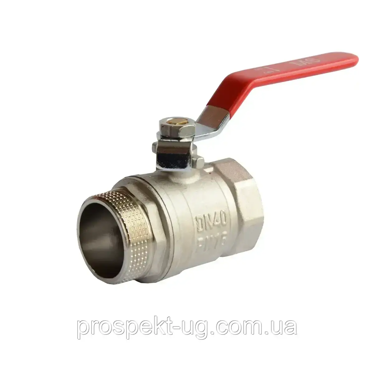 Кран Ду15 (1/2") ру16 кульовий латунний нікель різьбовий ВЗ, фото 1