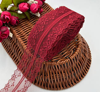 Мереживо "Адель" / Ширина - 4 см / Рулон - 10 метрів / Бордовий