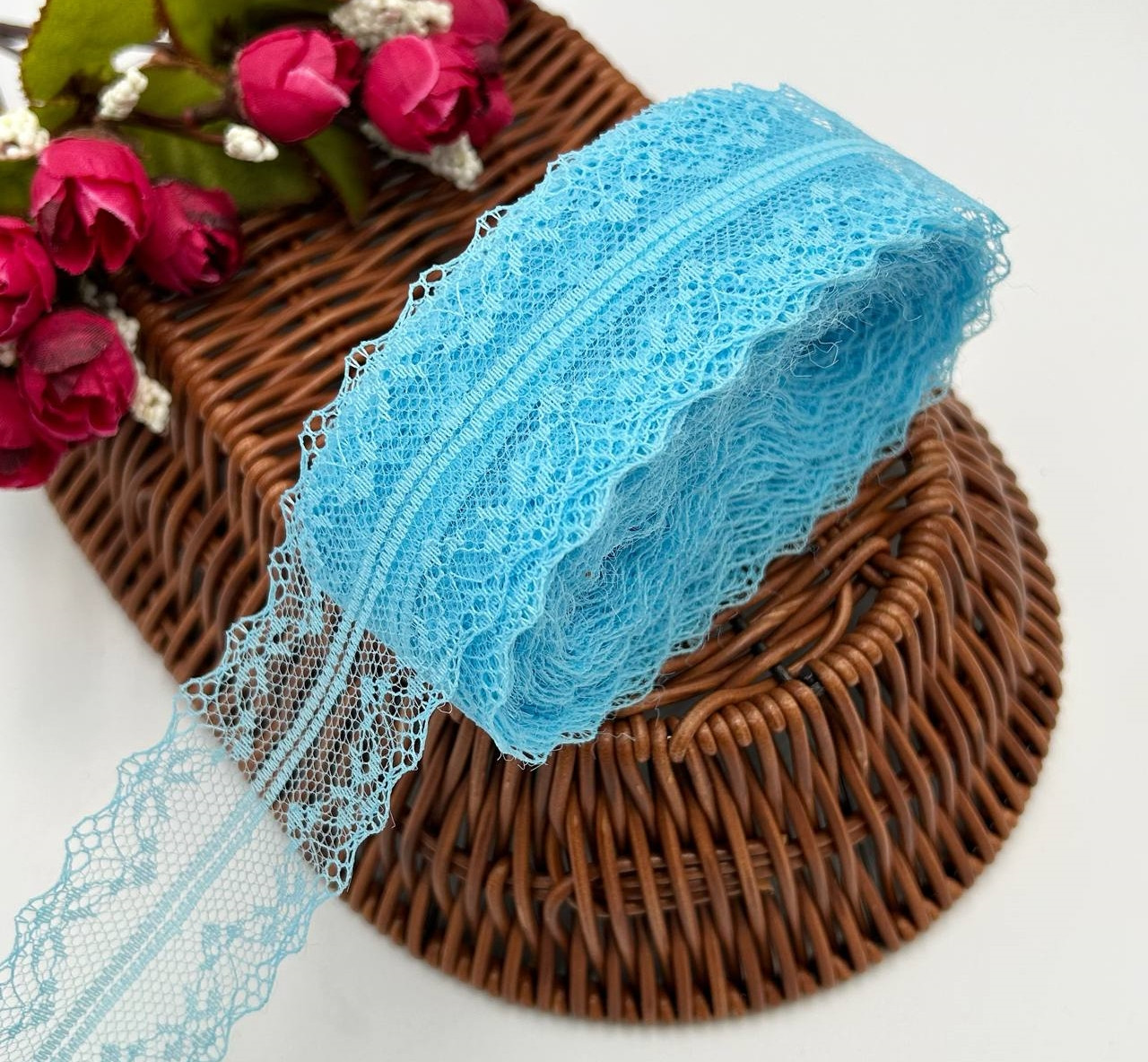 Мереживо "Адель" / Ширина - 4 см / Рулон - 10 метрів / Блакитний, фото 1