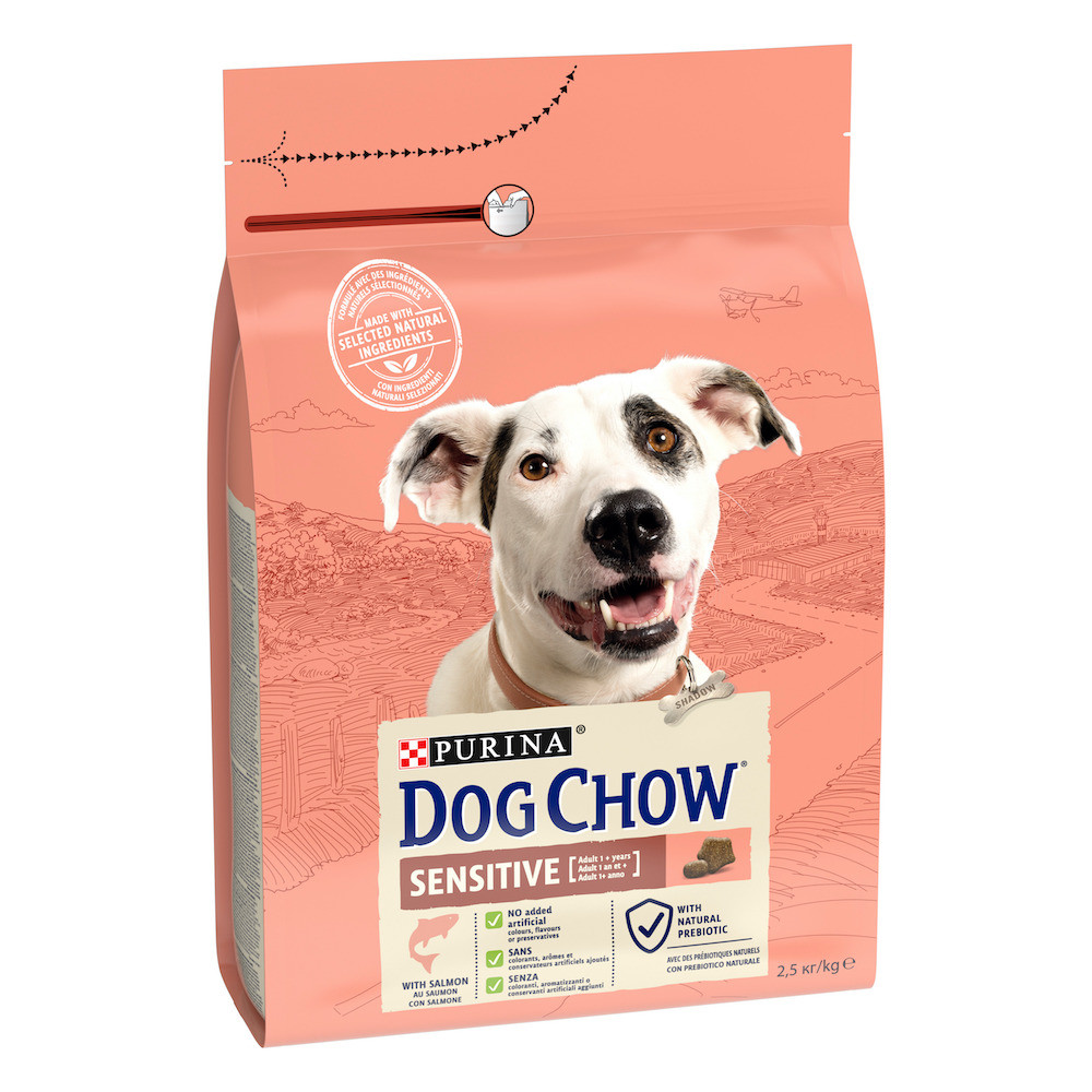 Dog Chow Adult Sensitive Salmon для собак з чутливим травленням з лососем 2,5кг, фото 1