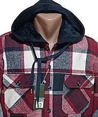 Сорочка-куртка з капюшоном Hetai vd-2007 на хутрі картата, тепла чоловіча сорочка на зиму класична, фото 4