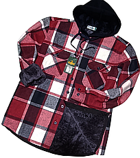 Сорочка-куртка з капюшоном Hetai vd-2007 на хутрі картата, тепла чоловіча сорочка на зиму класична, фото 2