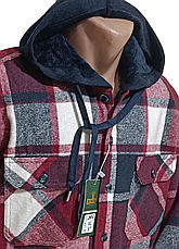 Сорочка-куртка з капюшоном Hetai vd-2007 на хутрі картата, тепла чоловіча сорочка на зиму класична, фото 5