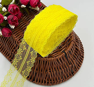 Мереживо "Адель" / Ширина - 4 см / Рулон - 10 метрів / Жовтий