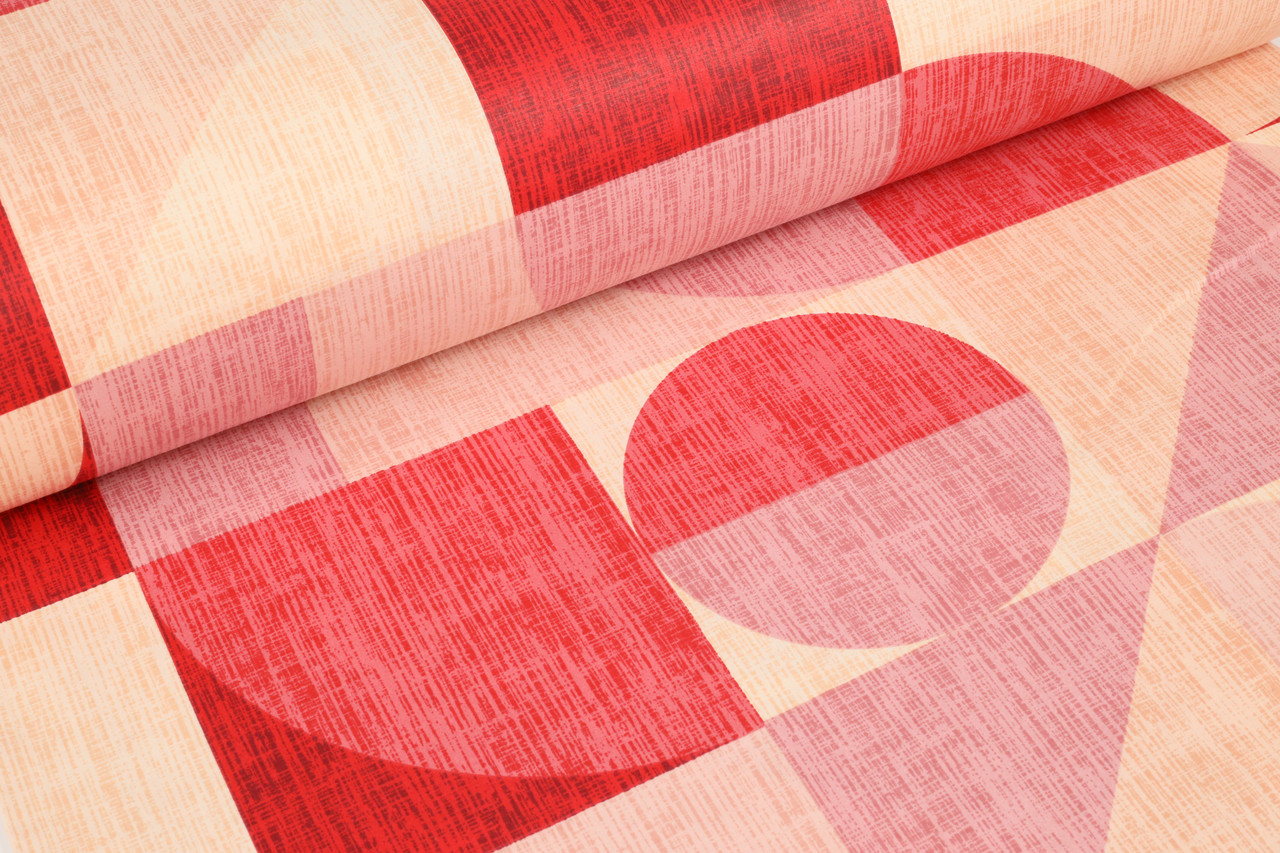 Ранфорс 240 см Геометрія персиково-червона