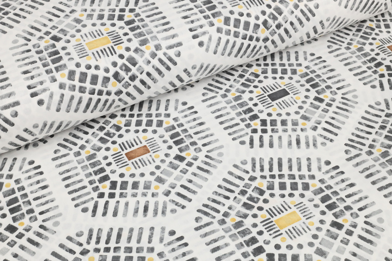 Ранфорс 240 см Сірий візерунок шестигранники, фото 1