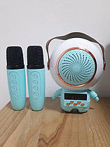Дитяче караоке колонка нічник із двома мікрофонами підсвітки для дітей міні караоке 2 блютуз мікрофона