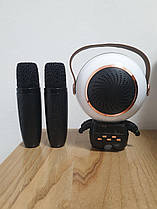 Дитяче караоке колонка нічник з двома мікрофонами підсвітка для дітей міні караоке 2 блютуз мікрофона чорна