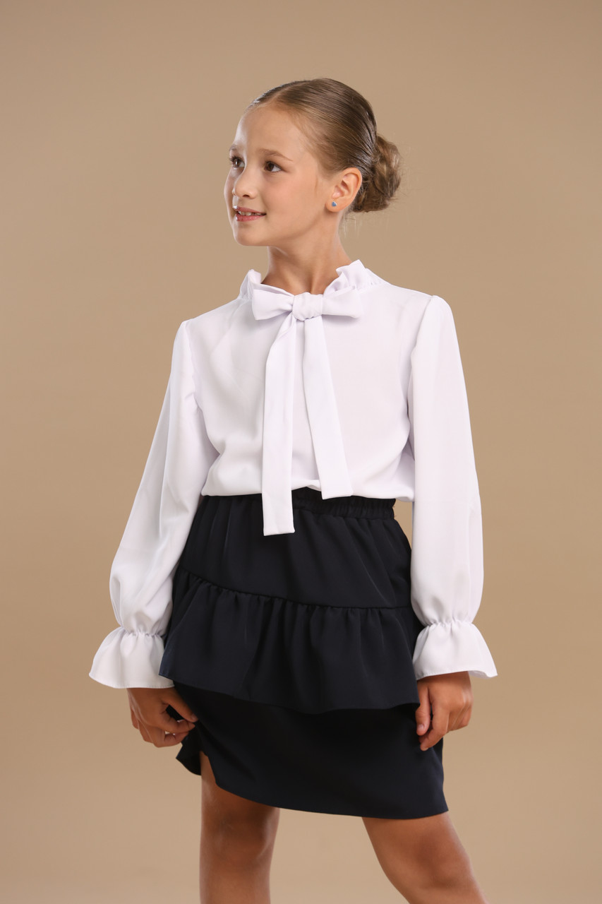Дитяча нарядна біла блузка на дівчинку підлітка для школи., фото 1