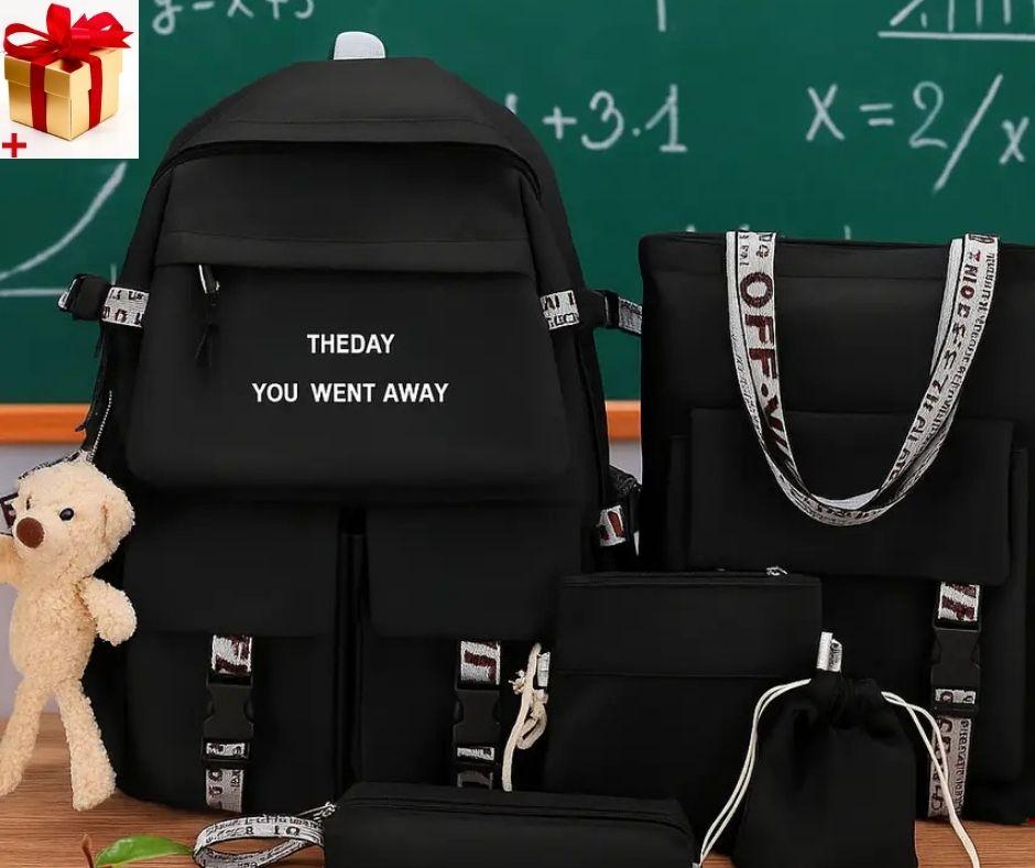 Школьний рюкзак, набір 5 в 1, чорний, фото 1