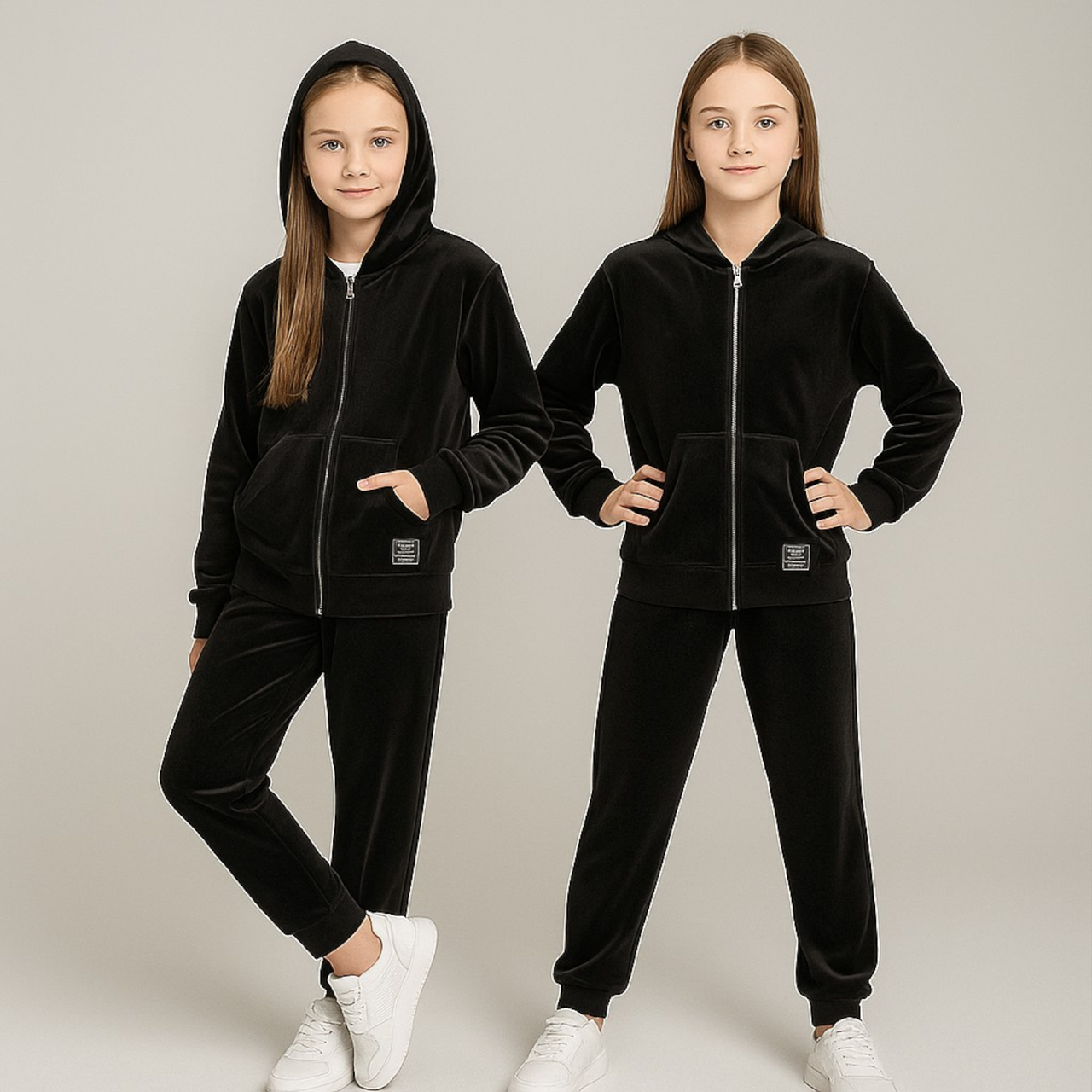 Велюровий Костюм на Дівчинку 128-158 см 003633 Чорний