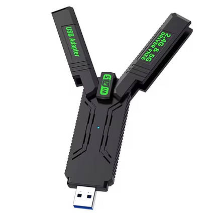 WiFi адаптер USB 3.0 1300Mbps 2.4G/5G для ПК та ноутбука з 4 антенами, фото 1