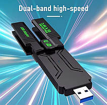 WiFi адаптер USB 3.0 1300Mbps 2.4G/5G для ПК та ноутбука з 4 антенами, фото 4