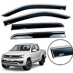 Вітровики для Volkswagen Amarok 2009+ нерж. з хром полоскою (Defl)