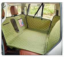 Автогамак для перевезення собак із оглядовою сіткою, кишенями та ущільненим дном 137×164 см Зелений