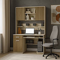 Сучасний великий робочий комп'ютерний стіл для ПК з місцем під системний блок надбудовою тумбою 125 см Макс ДСП Летро