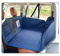 Автогамак для перевезення собак із оглядовою сіткою, кишенями та ущільненим дном 137×164 см Синій