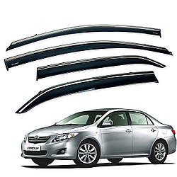 Вітровики для Toyota Corolla E140/E150 2007-2013 з нерж. хром полоскою (HAWK)