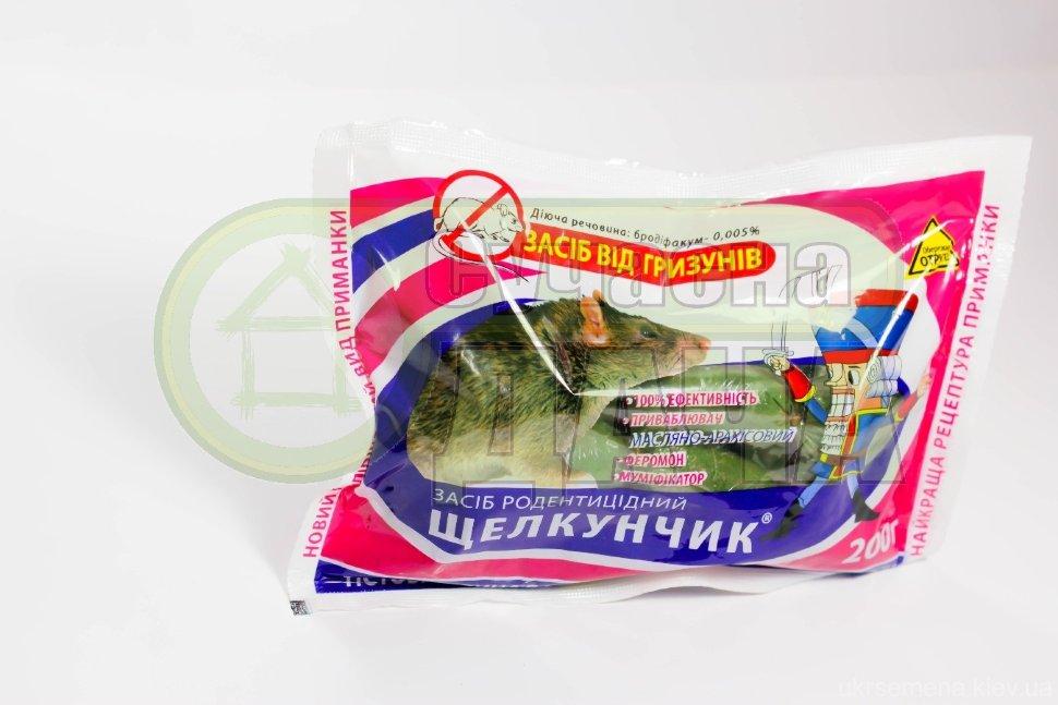 Родентицид «Лускунчик» 200 г Тістова принада. Містить муміфікатор, який запобігає розкладанню, фото 1