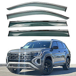 Вітровики для Volkswagen ATLAS / TERAMONT з нерж. хром полоскою (HAWK)