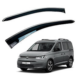 Вітровики для Volkswagen Caddy / Ford Connect 2020+ з нерж. хром полоскою (HAWK)