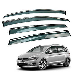 Вітровики для Volkswagen Golf SPORTSVAN 2016+ з нерж. хром полоскою (HAWK)