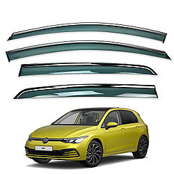 Вітровики для Volkswagen Golf 8 2021+ з нерж. хром полоскою (HAWK)
