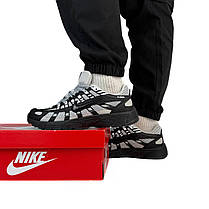 Чоловічі кросівки Nike P6000 Grey Black Найк П6000 сірі з чорним шкіра сітка чоловіче взуття демісезон, фото 2