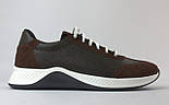 Полегшені літні кросівки коричневі шкіра з перфорацією із замшевими вставками чоловіче взуття великих розмірів 46 47 48 49 50, фото 4