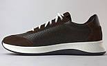 Полегшені літні кросівки коричневі шкіра з перфорацією із замшевими вставками чоловіче взуття великих розмірів 46 47 48 49 50, фото 2