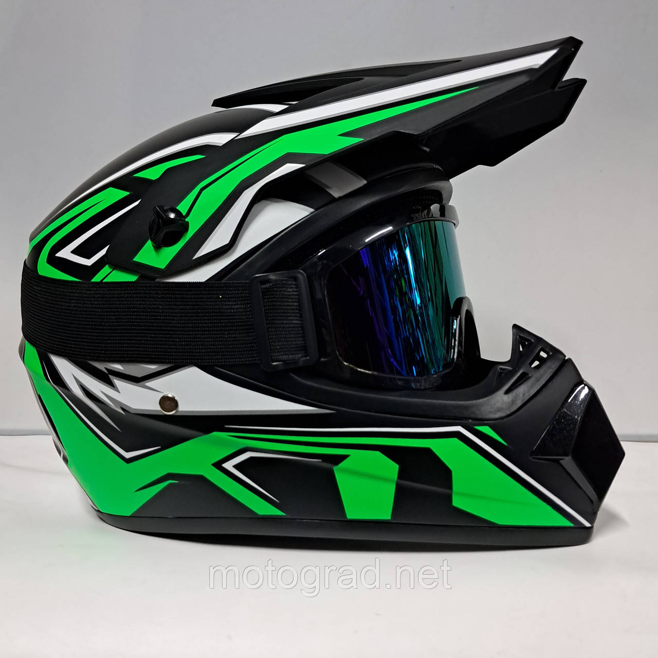 Мото шолом Ендуро Pit bike green Sparck + окуляри в подарунок, фото 1