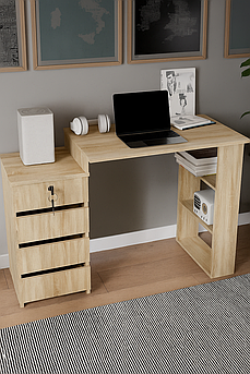 Комп'ютерний стіл (на 4 ящики), код (СЛТ-5) офісний стіл, стіл для школяра колір Дуб сонома