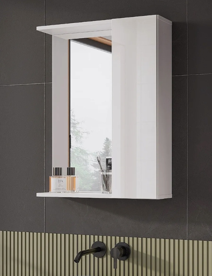Дзеркальна шафа для ванної з прихованим зберіганням код (ШВК - 139), колір Білий, фото 1