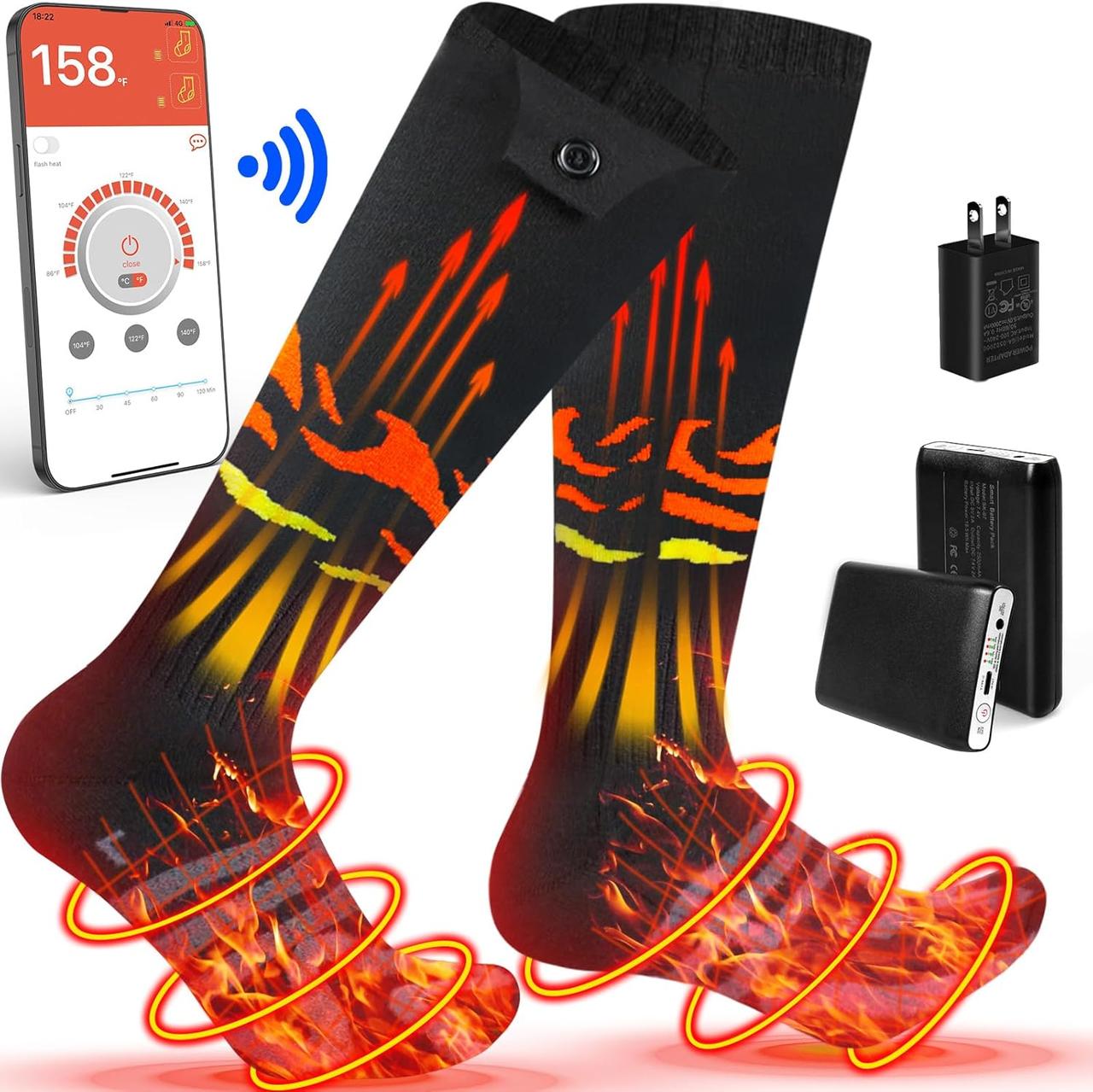Термошкарпетки OTSEZE 3,7V 5000mAh з акумулятором, керовані через додаток, для чоловіків і жінок