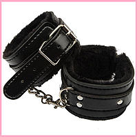 БДСМ наручники з хутром Чорні, Фіксатори ремені для рук, інтимні іграшки, Садо-мазо атрибутика